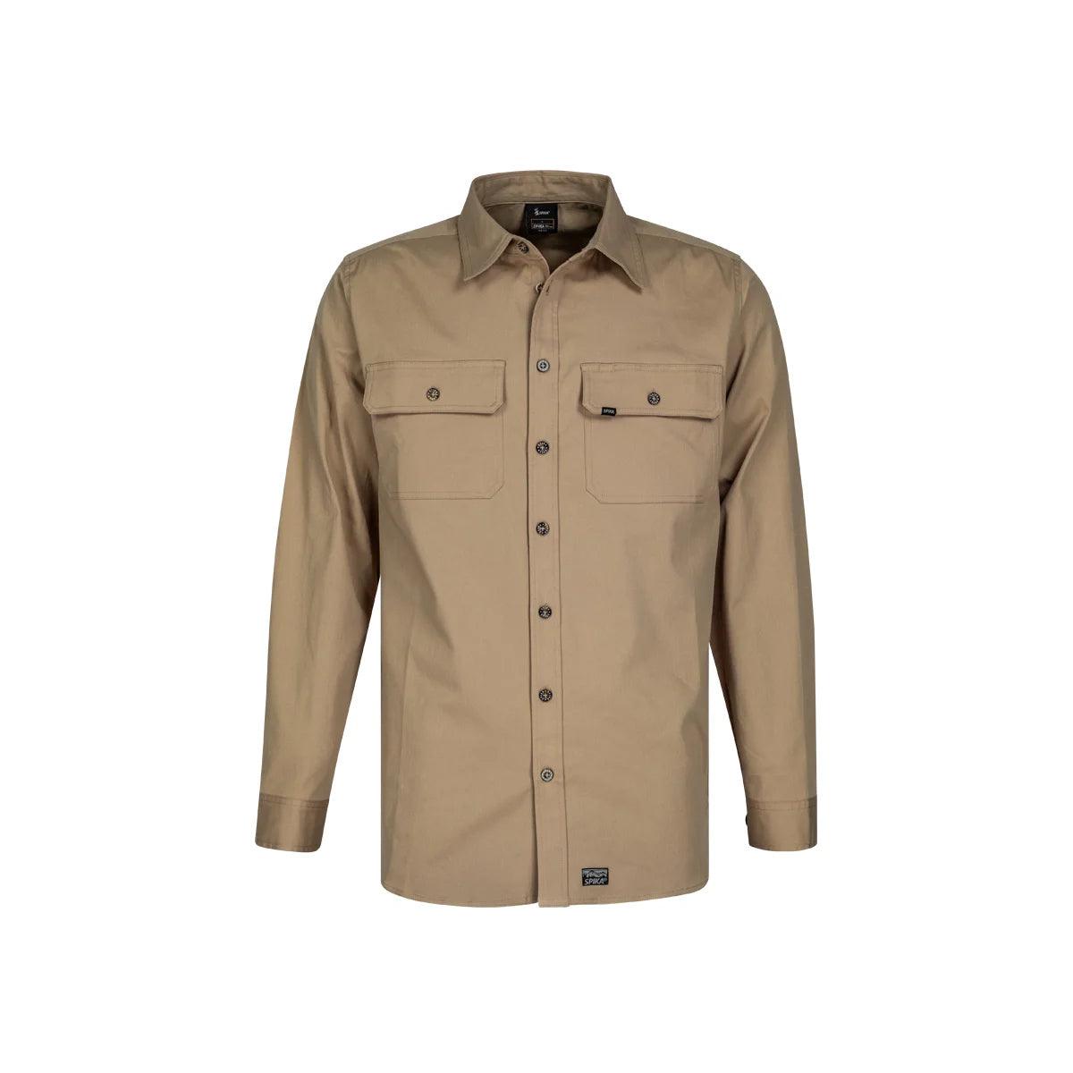 SPIKA GO WORK LONG SLEEVE SHIRT - MENS - LIGHT TAN - 2X LARGE