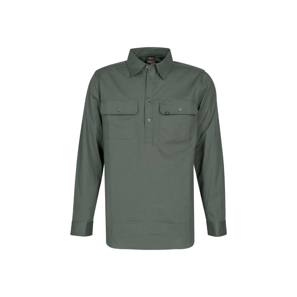 SPIKA GO WORK HALF BUTTON SHIRT - MENS - WASHED GREEN - 3X LARGE