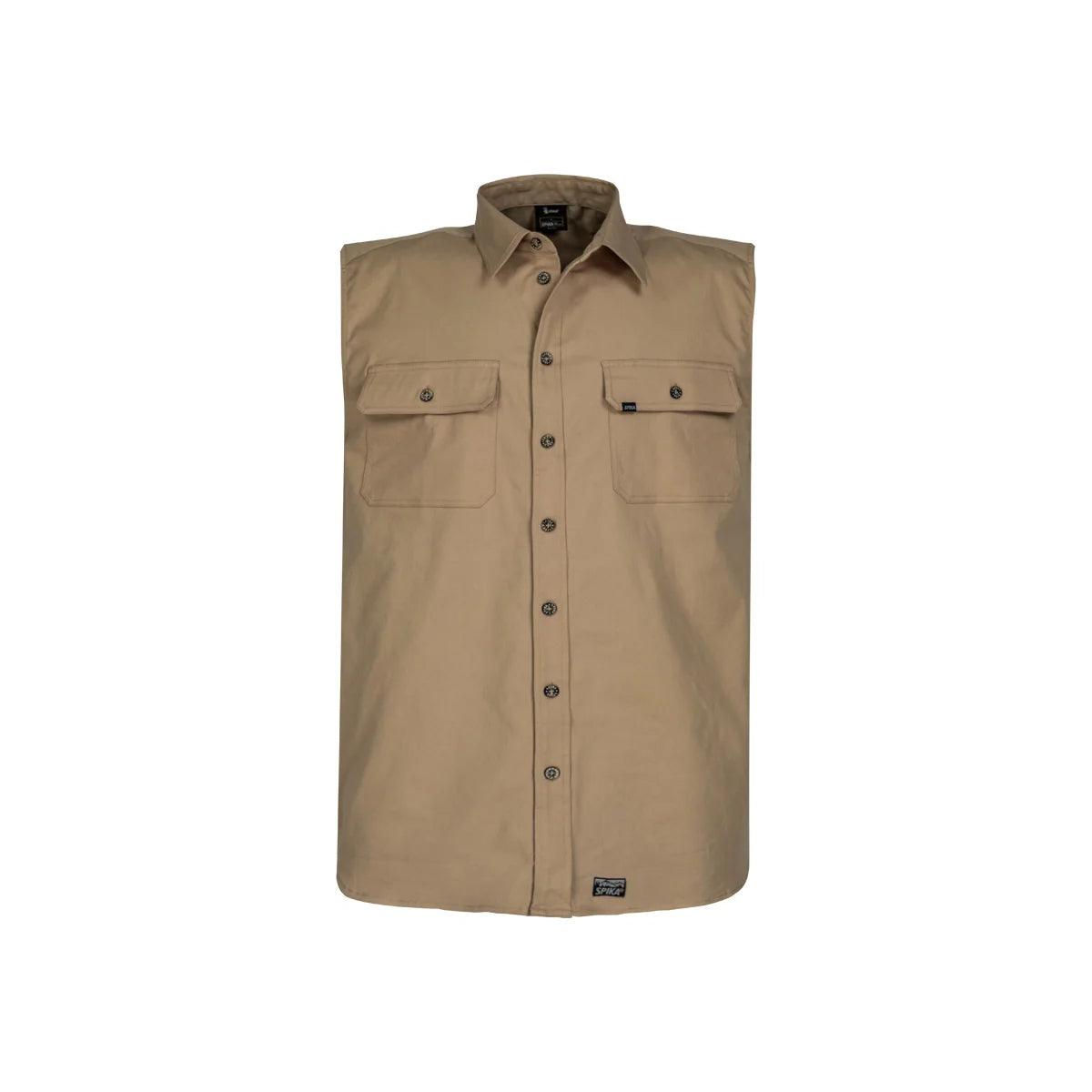 SPIKA GO WORK SLEEVELESS SHIRT - MENS - LIGHT TAN