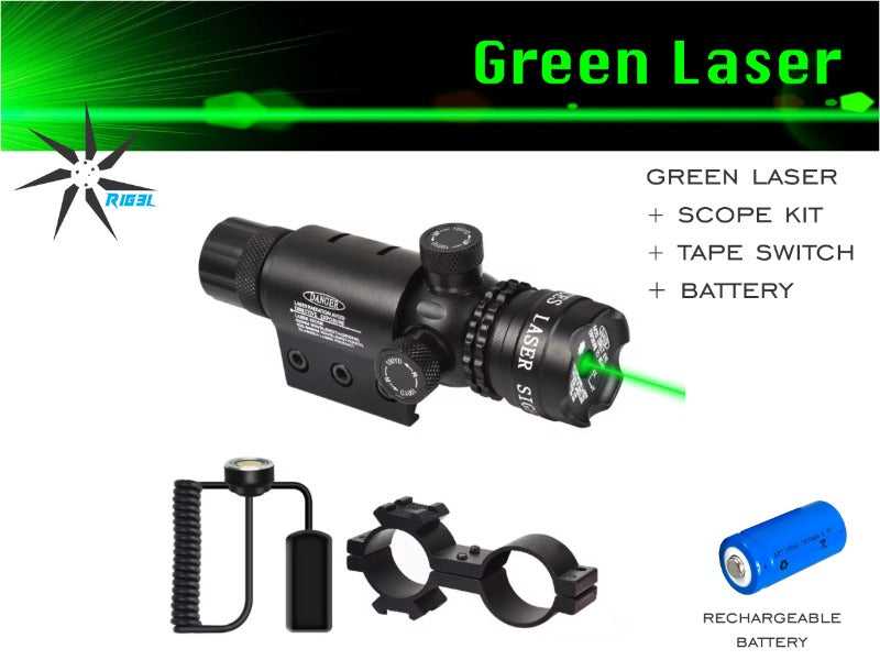 Green Laser + Scope Kit+ Battery (Rechargeable)