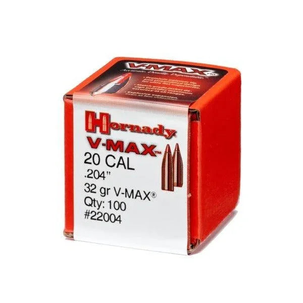 Hornady .204 20 Cal 32 Grain V-Max Projectiles 100 Pack