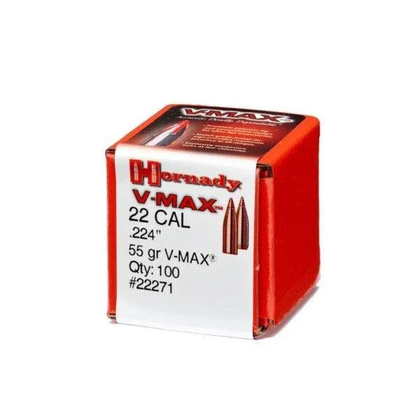 Hornady 22 Cal (.224) 55gr V-Max Projectiles 100 Pack