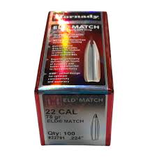 Hornady .22 Cal (224) 75gr Eld-Match Projectiles 100 Pack