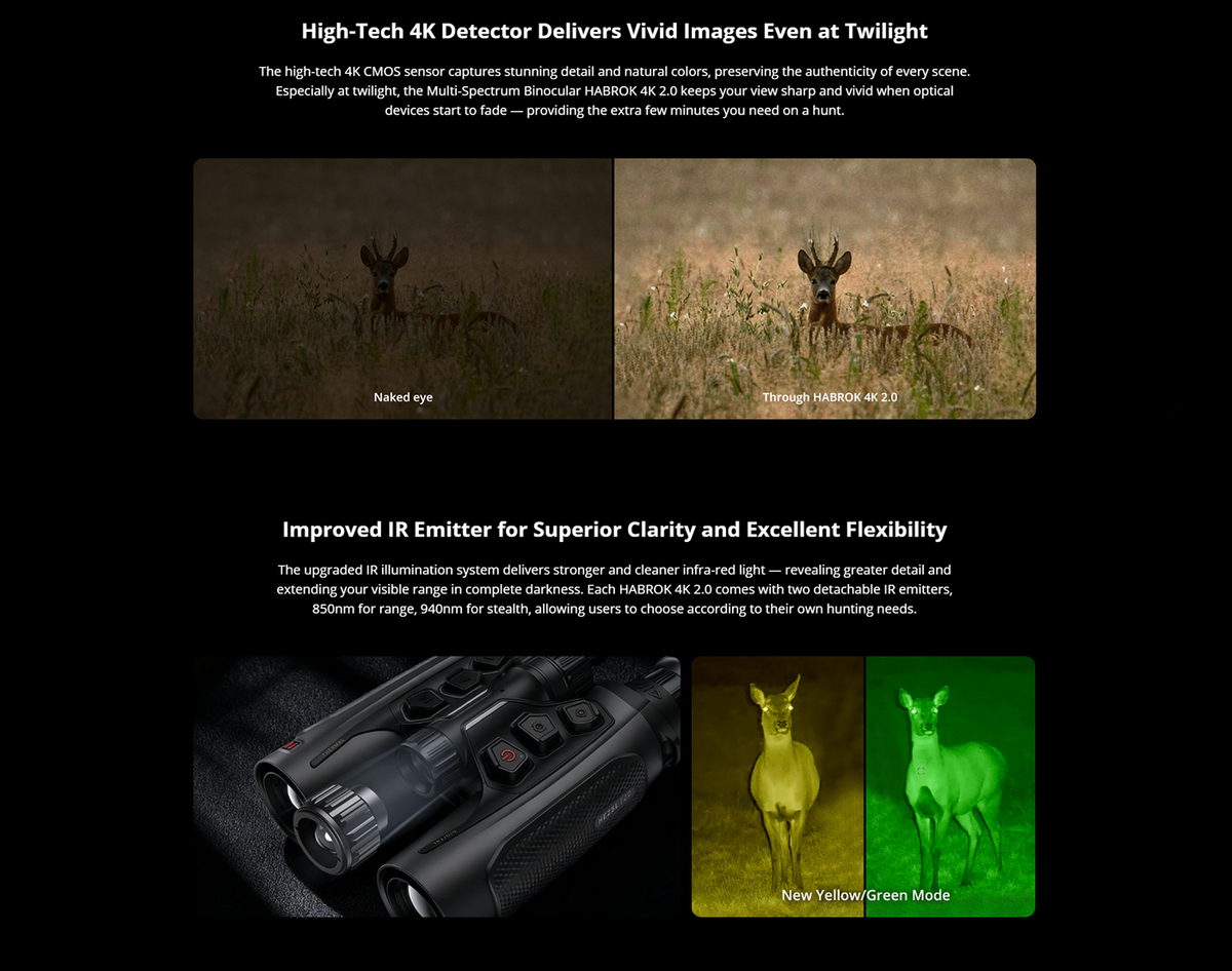Hikmicro HABROK 4K HE25L 2.0 – Multi-spectrum Binoculars
