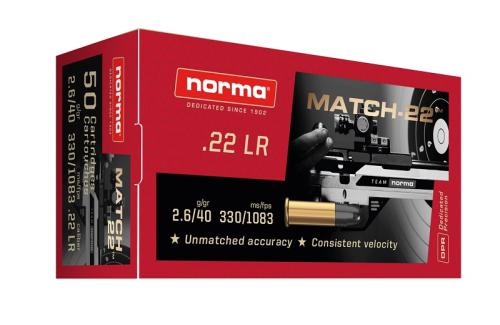 Norma 22LR Match-22 40gr LRN 50 Pack