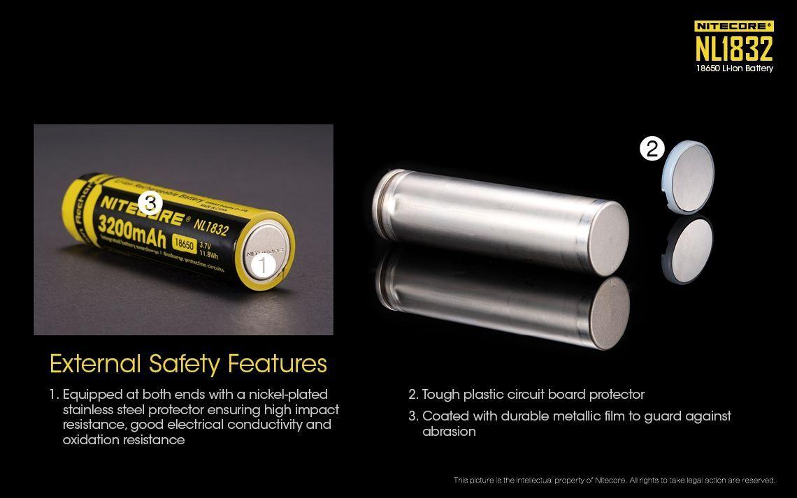 NITECORE NL1832 3200MAH 18650 RECHARGEABLE BATTERY