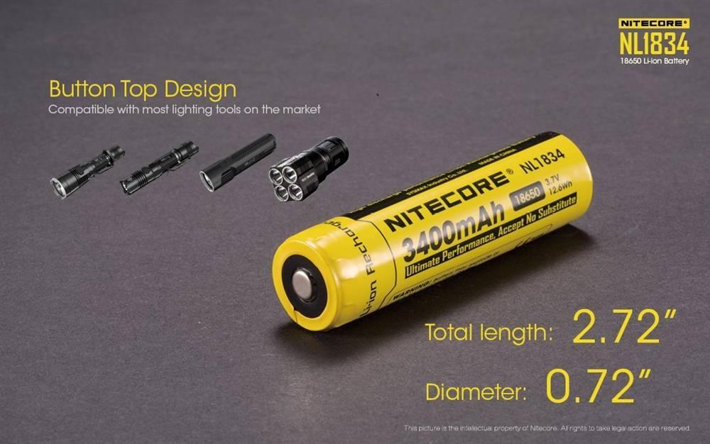 NITECORE NL1834 3400MAH 18650 RECHARGEABLE BATTERY