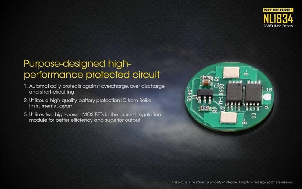 NITECORE NL1834 3400MAH 18650 RECHARGEABLE BATTERY