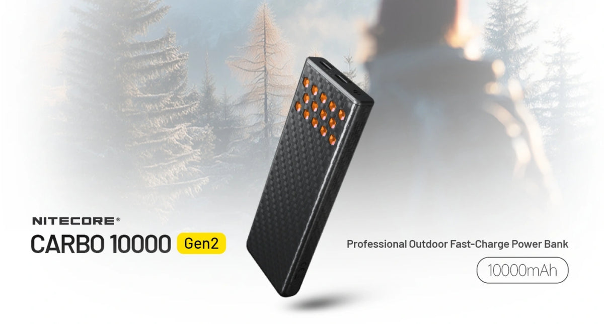 Nitecore Gen2 10000mAh Carbon Fiber Power Bank - Burnt Orange
