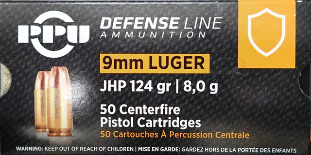 PPU 9mm Luger 124gr JHP 50 Pack