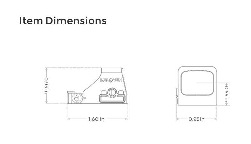 Holosun HS507K X2; Miniature Reflex Sight; 2 MOA Dot or 32 MOA Circle Dot; Shake Awake/Battery