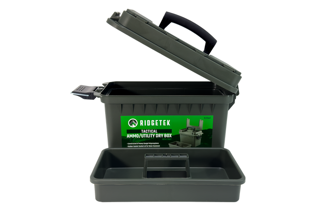 Ridgetek Utility Dry Storage Box w/Tray OD Green (Inc Padlock)