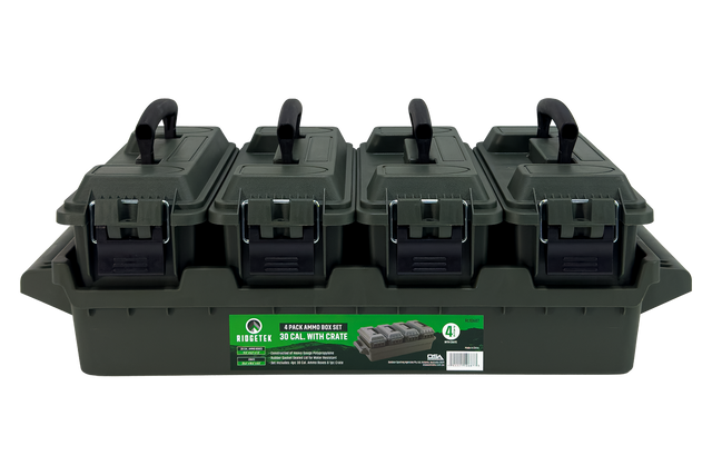 Ridgetek 4-Box .30Cal Ammo Crate OD Green Inc Padlock