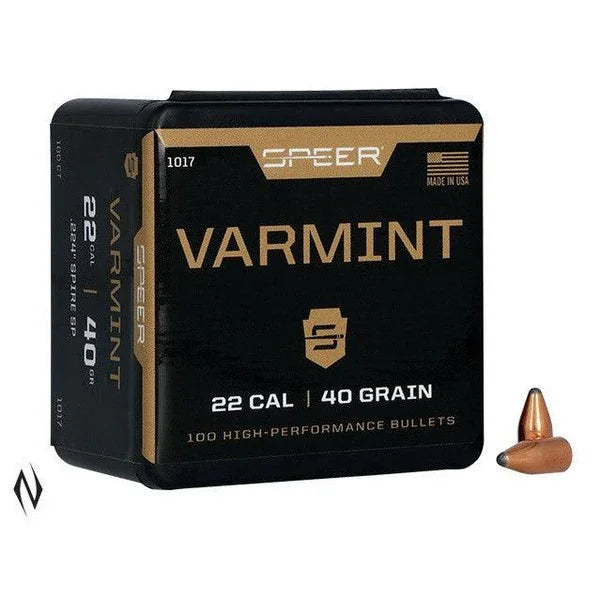 Speer SP 22 Cal (.224) 40gr Projectiles (100/box)