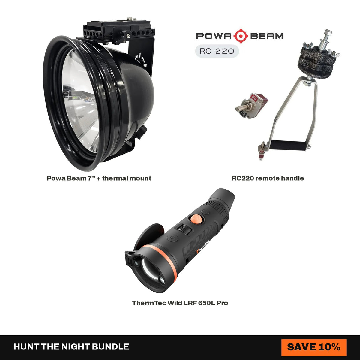 7" Powa Beam + RC220 + ThermTec Wild LRF 650L Pro Setup Bundle - Hunt The Night bundle