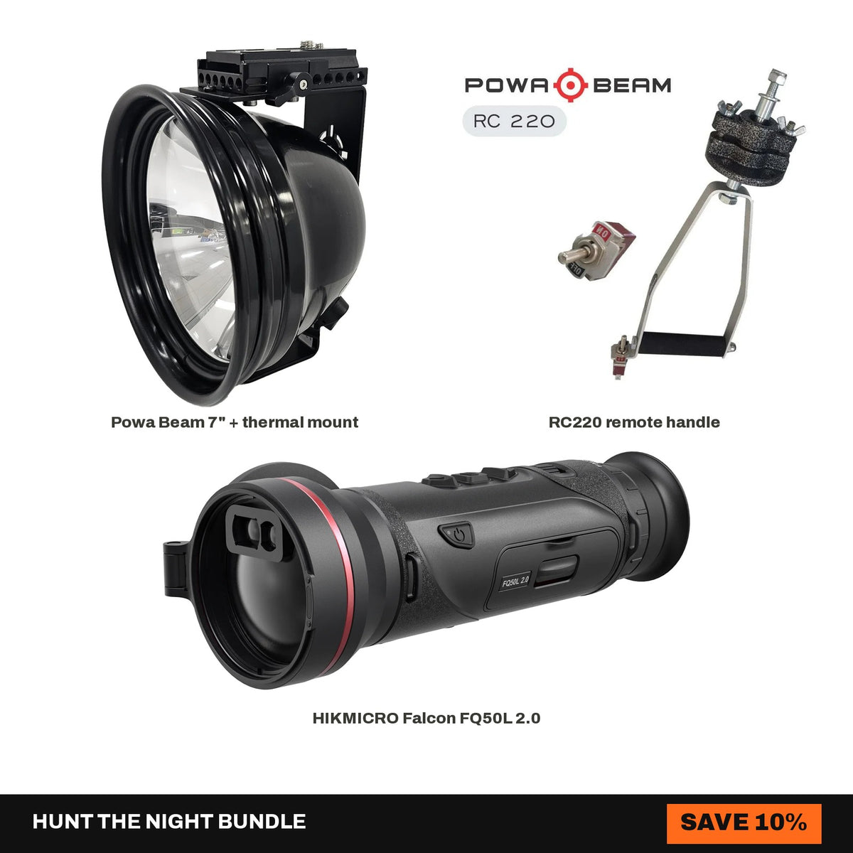 7" Powa Beam + RC220 + HIKMICRO Falcon LRF FQ50L 2.0 Setup Bundle - Hunt The Night bundle