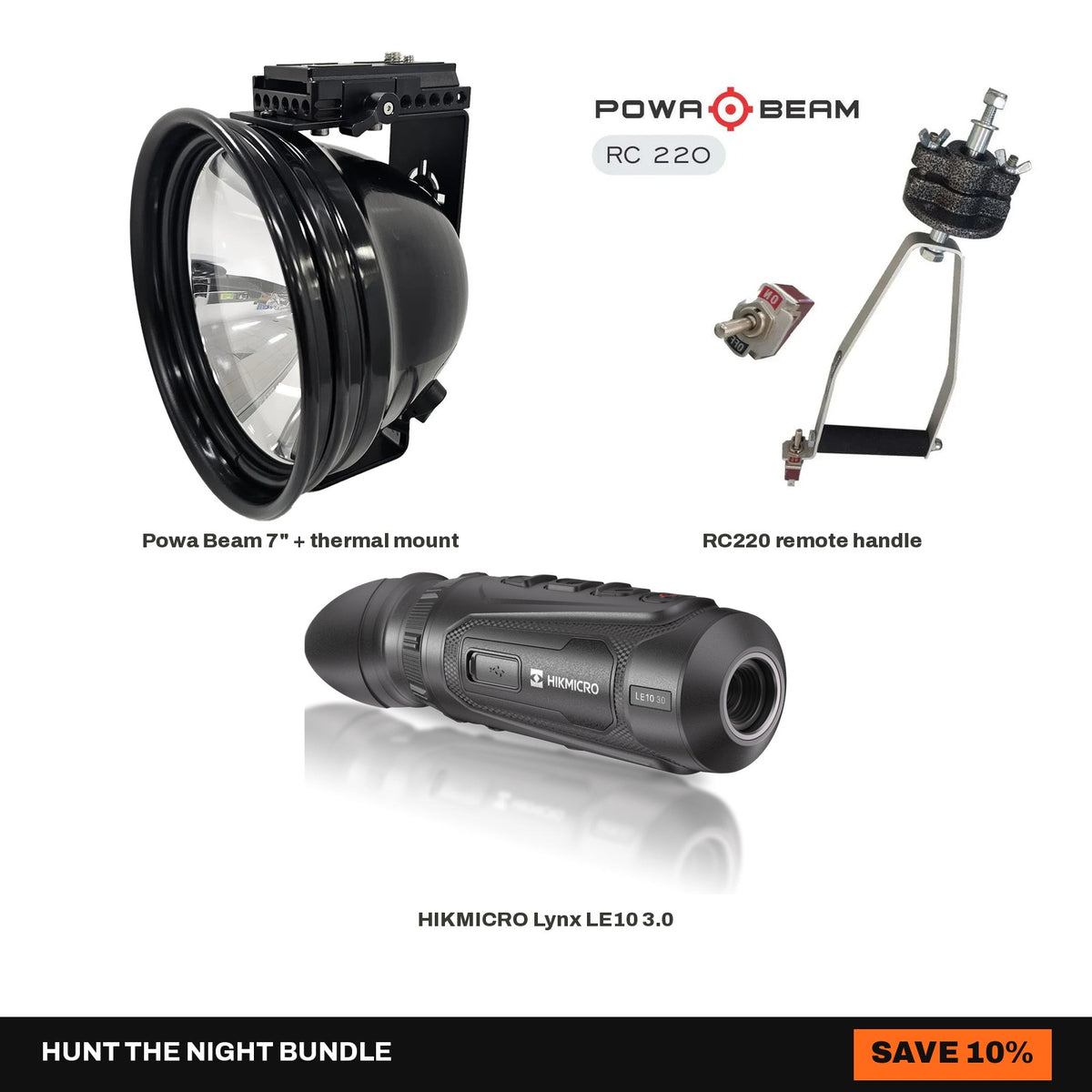 7" Powa Beam + RC220 + HIKMICRO Lynx LE10 3.0 Setup Bundle - Hunt The Night bundle