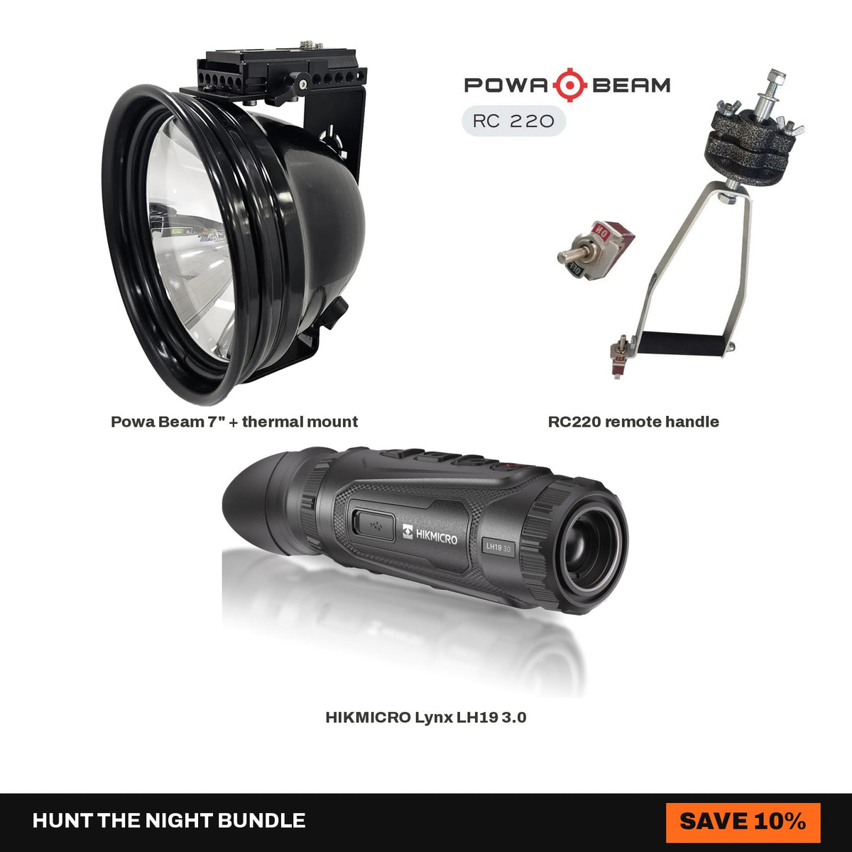 7" Powa Beam + RC220 + HIKMICRO Lynx LH19 3.0 Setup Bundle - Hunt The Night bundle