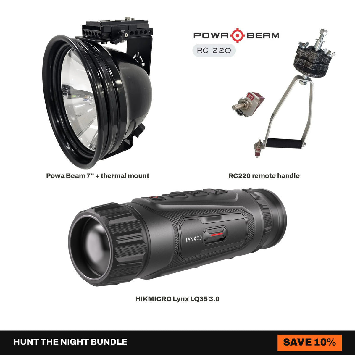 7" Powa Beam + RC220 + HIKMICRO Lynx LQ35 3.0 Setup Bundle - Hunt The Night bundle
