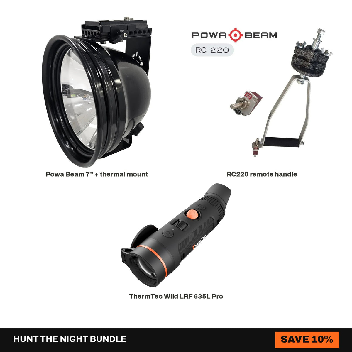 7" Powa Beam + RC220 + ThermTec Wild LRF 635L Pro Setup Bundle - Hunt The Night bundle
