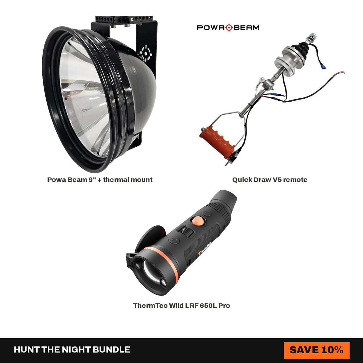 9" Powa Beam + Quick Draw V5 + ThermTec Wild LRF 650L Pro Setup Bundle - Hunt The Night bundle