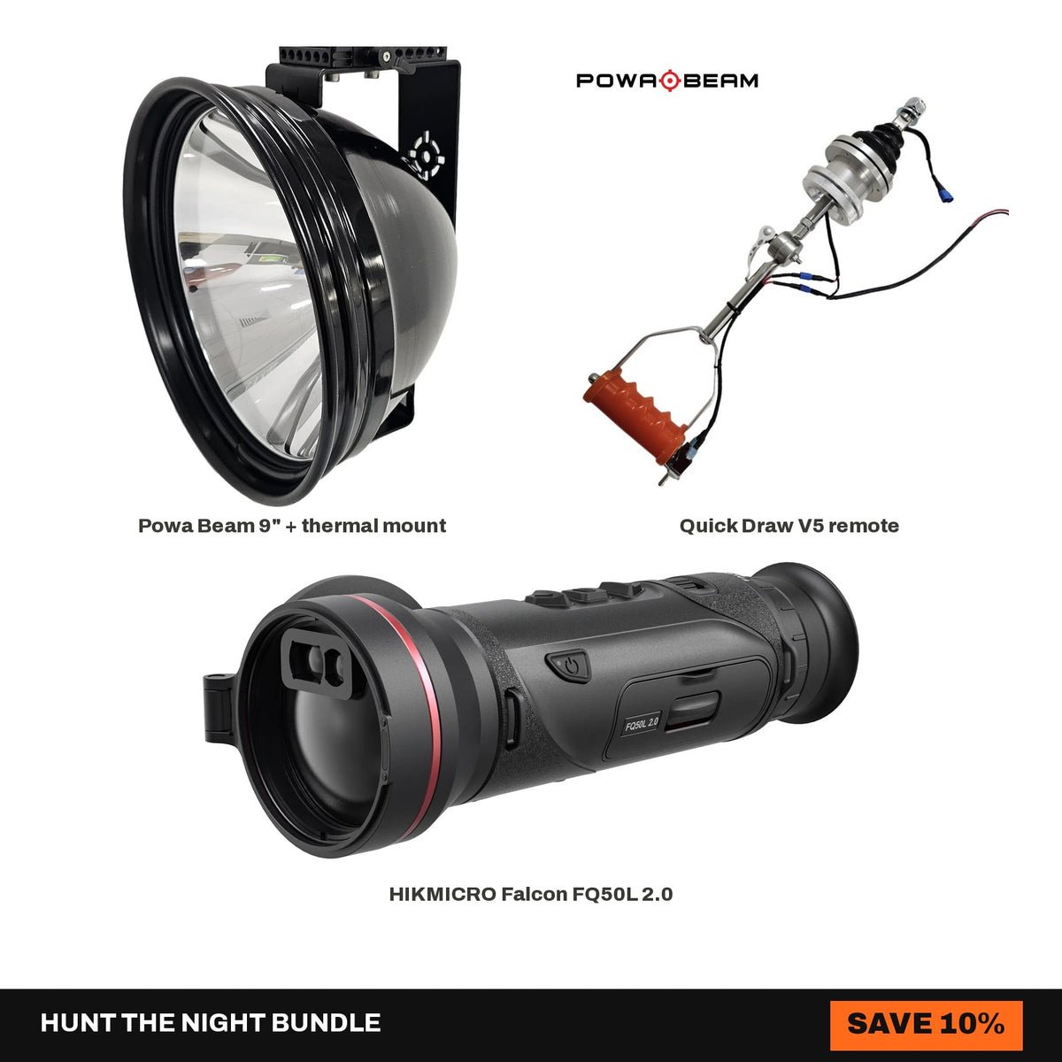 9" Powa Beam + Quick Draw V5 + HIKMICRO Falcon LRF FQ50L 2.0 Setup Bundle - Hunt The Night bundle