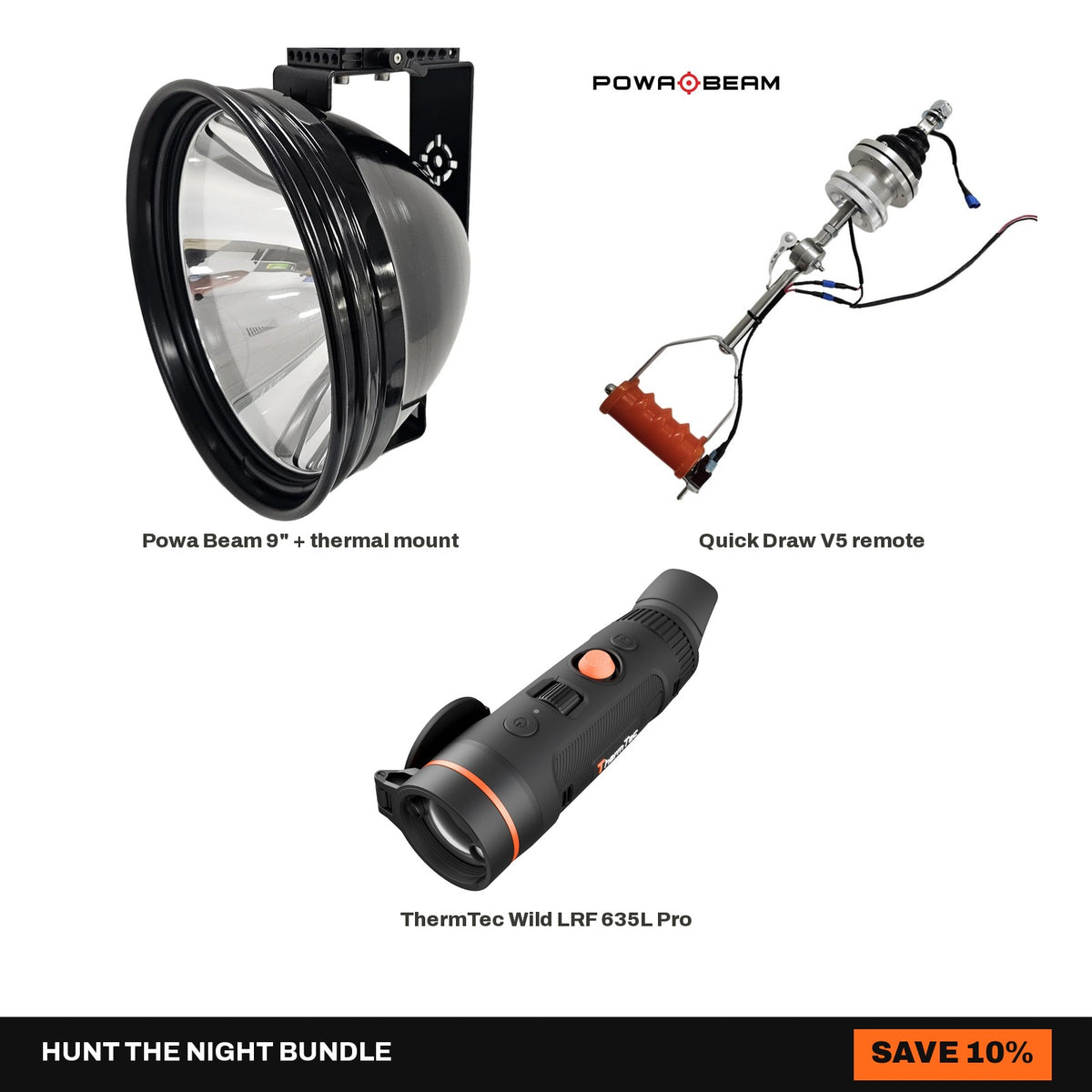 9" Powa Beam + Quick Draw V5 + ThermTec Wild LRF 635L Pro Setup Bundle - Hunt The Night bundle