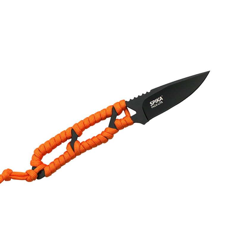 SPIKA PACKLITE FIXED BLADE-BLACK W PARACORD