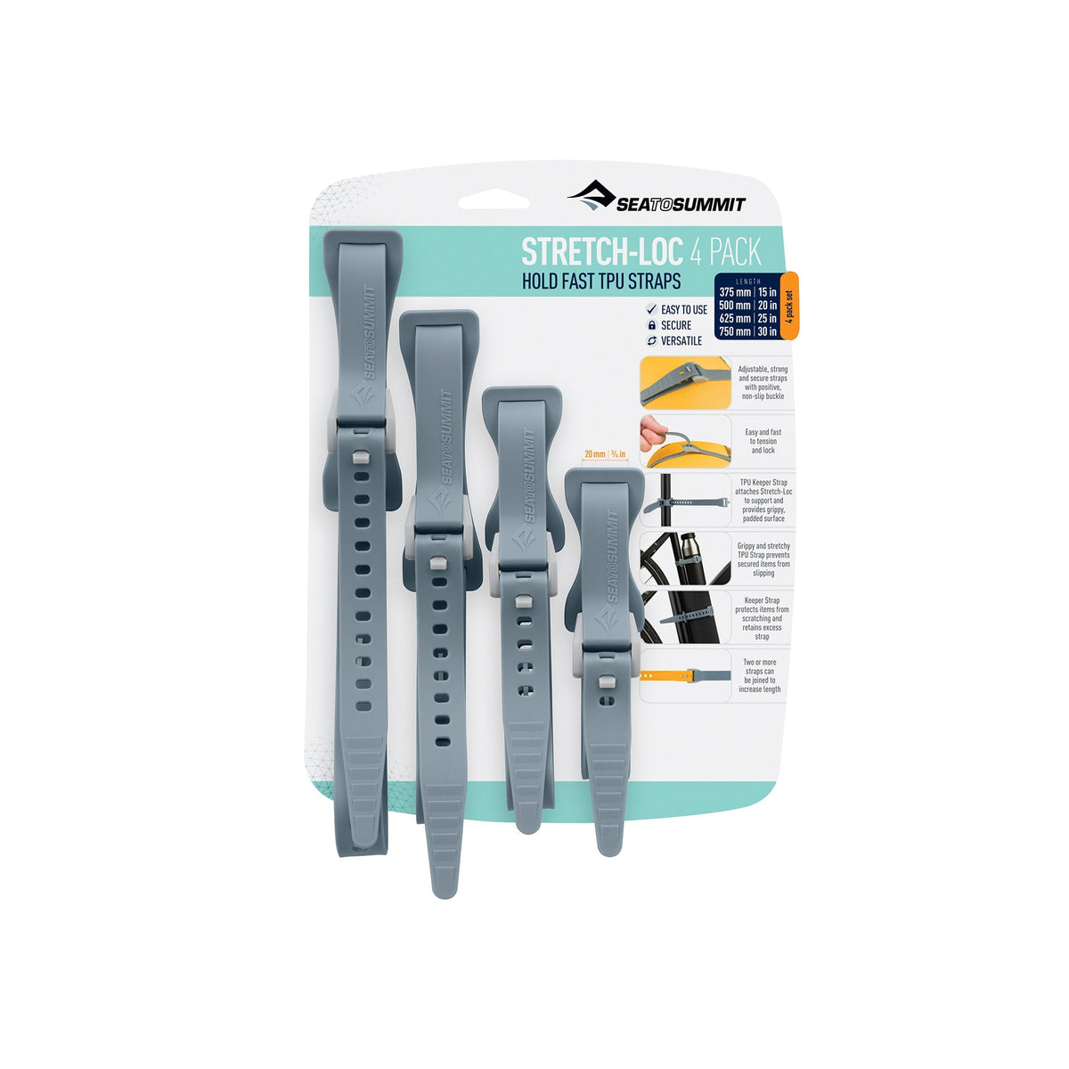 4 pack / Grey || Stretch-Loc TPU Straps (4 Pack)