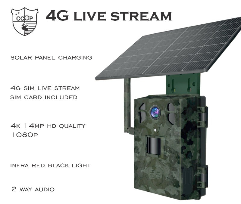 CCOP 4G Live Stream with solar panel Trail Camera