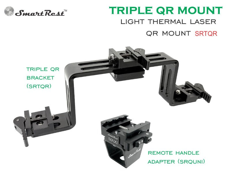 SmartRest SRTQR Triple QR bracket and SRQUNI remote handle adapter