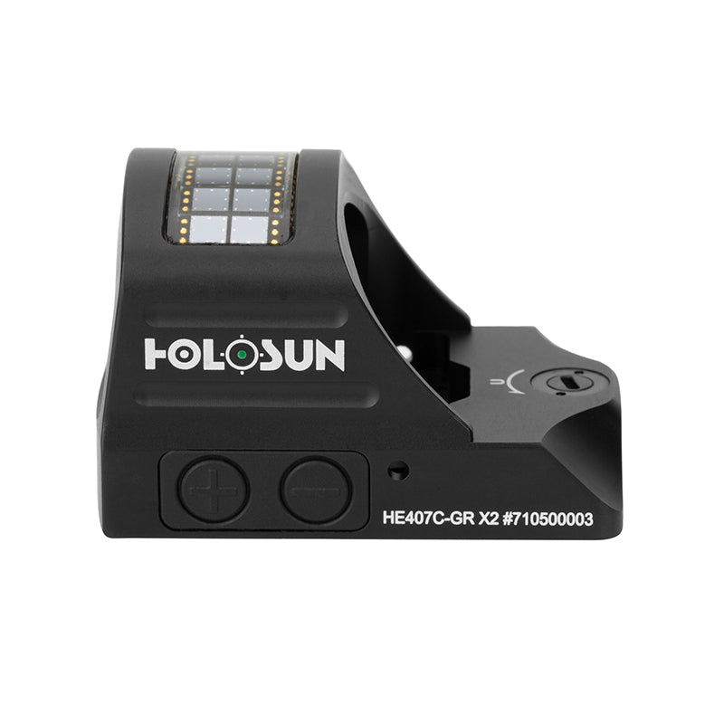 Holosun HE407C-GR X2; Miniature Reflex Sight; 2 MOA Dot; Solar/Battery - **GREEN**