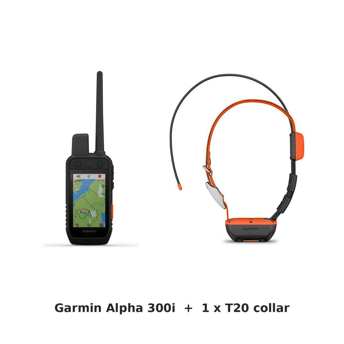 Garmin Alpha 300i With 1 x T20 Collar Bundle - Garmin handheld and collar on white