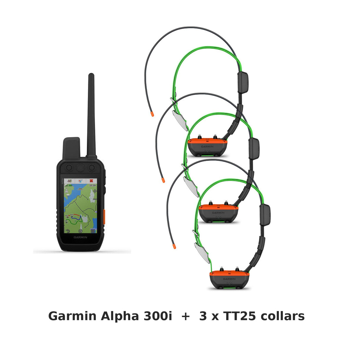 Garmin Alpha 300i With 3 x TT25 Collars Bundle - Garmin handheld and collar on white
