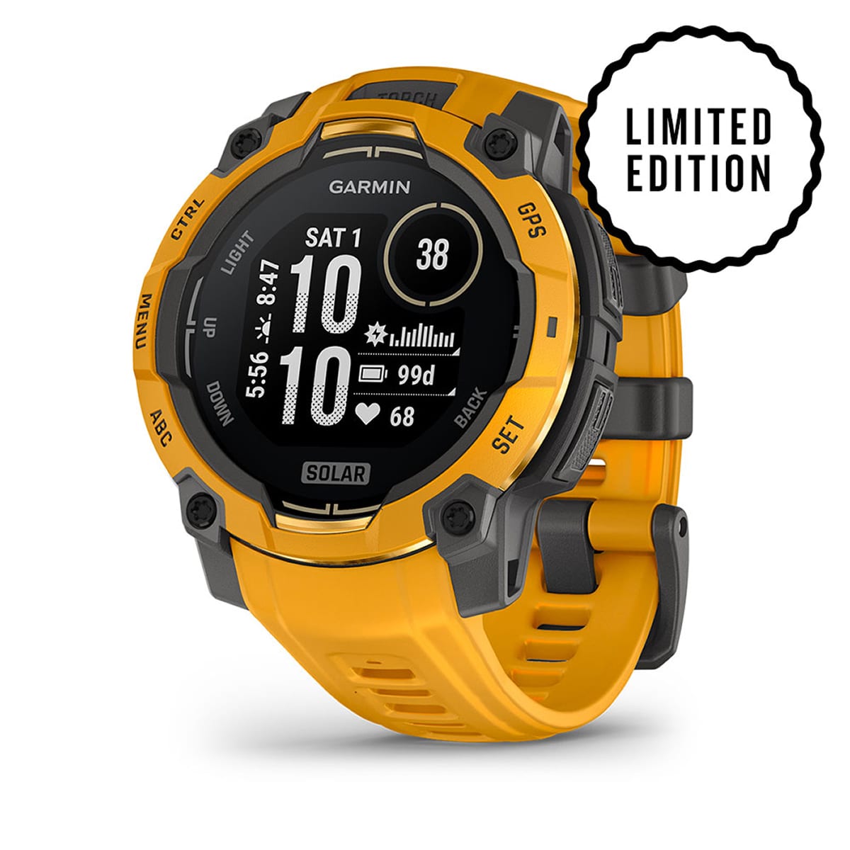 Garmin Instinct® 3 – 45 mm, Solar – Sunburst with Sunburst/Grey Band
