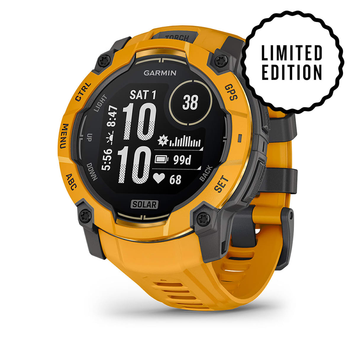 Garmin Instinct® 3 – 50 mm, Solar – Sunburst with Sunburst/Grey Band