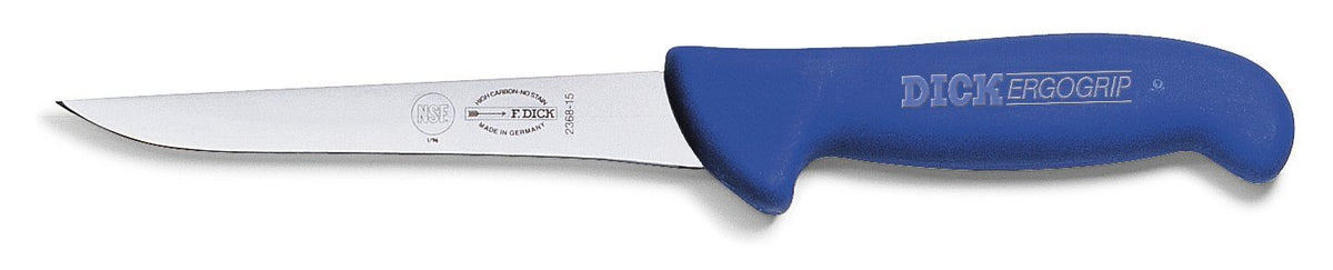 F. Dick ErgoGrip Boning Knife 15cm narrow stiff blade with blue handle
