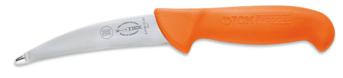 F. Dick ErgoGrip Gut and Tripe Knife 12cm with metal ball tip and orange handle