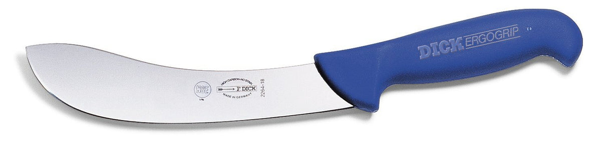 F. Dick ErgoGrip Skinning Knife 18cm curved skinning blade with blue handle