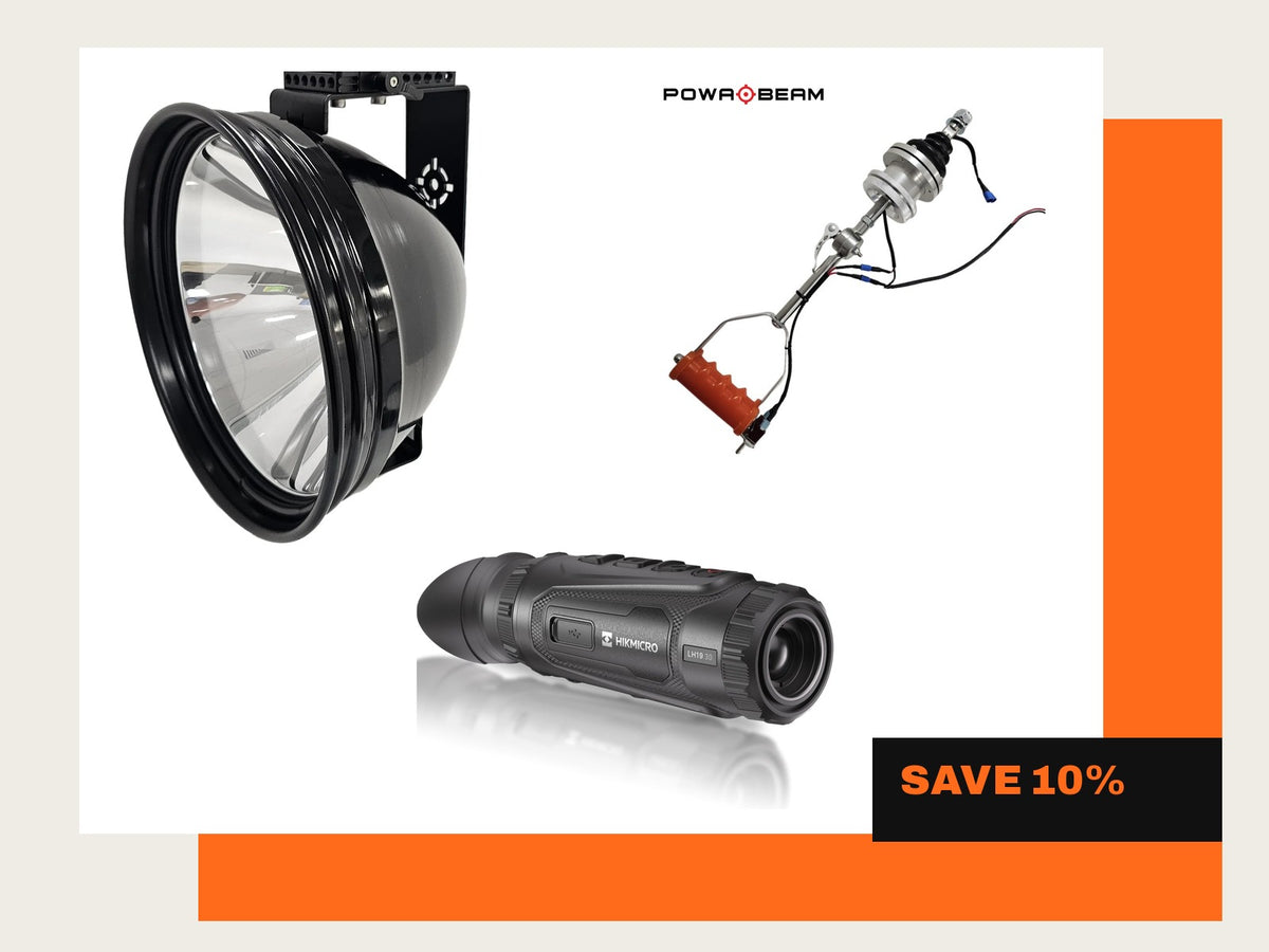 Powa Beam spotlight, handle and HIKMICRO thermal monocular setup bundle, save 10%