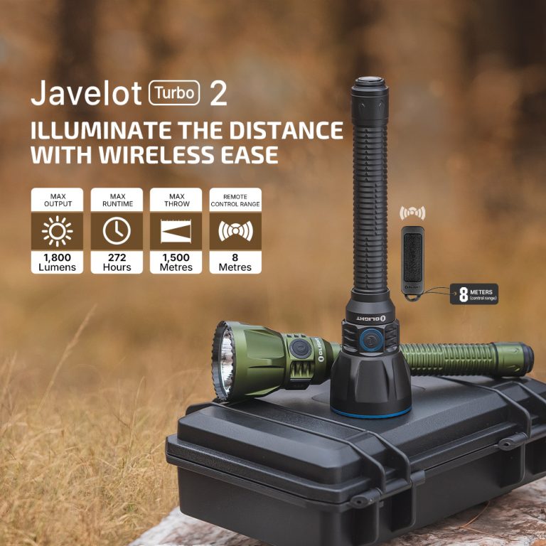 Olight Javelot Turbo 2 Powerful Rechargeable 1500 Metre Long Range Hunting Torch - side view