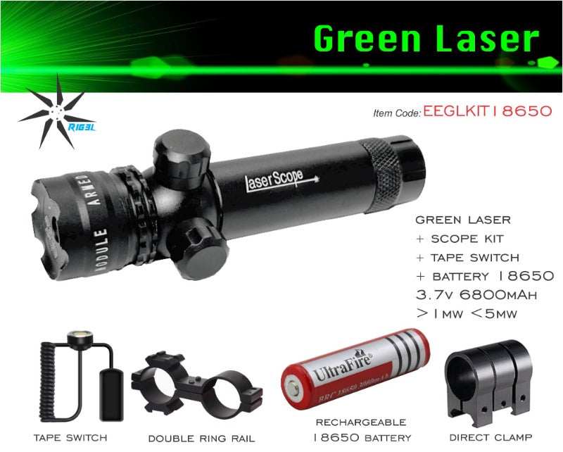 SmartRest Green Laser + Scope Kit + 18650 Battery