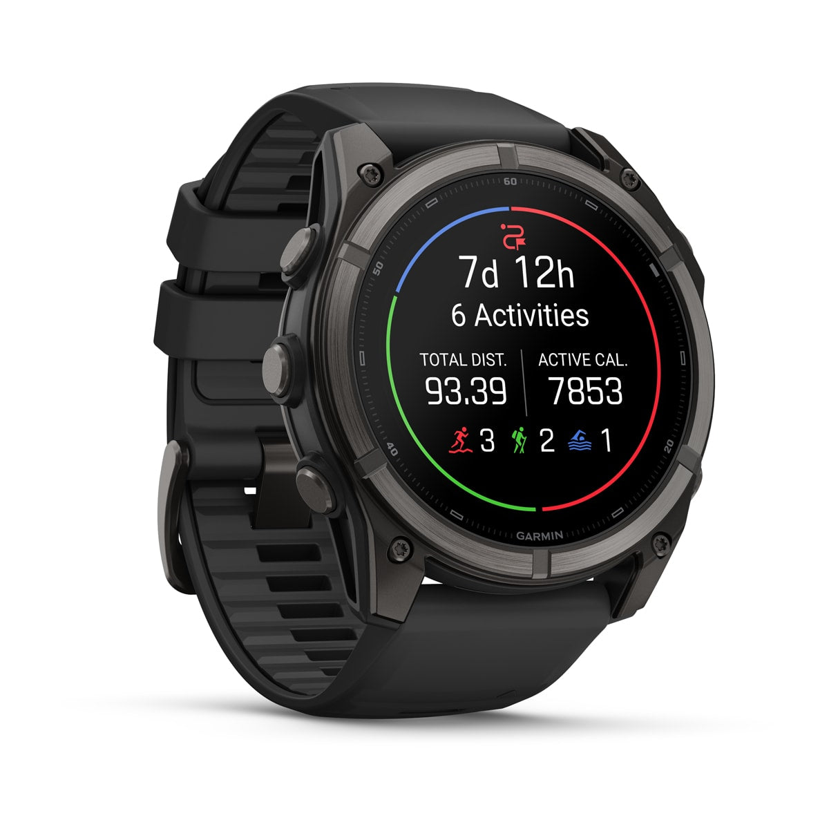 Garmin fēnix® 9 – 51mm – Carbon Gray DLC Titanium with Black Silicone Band – view 3