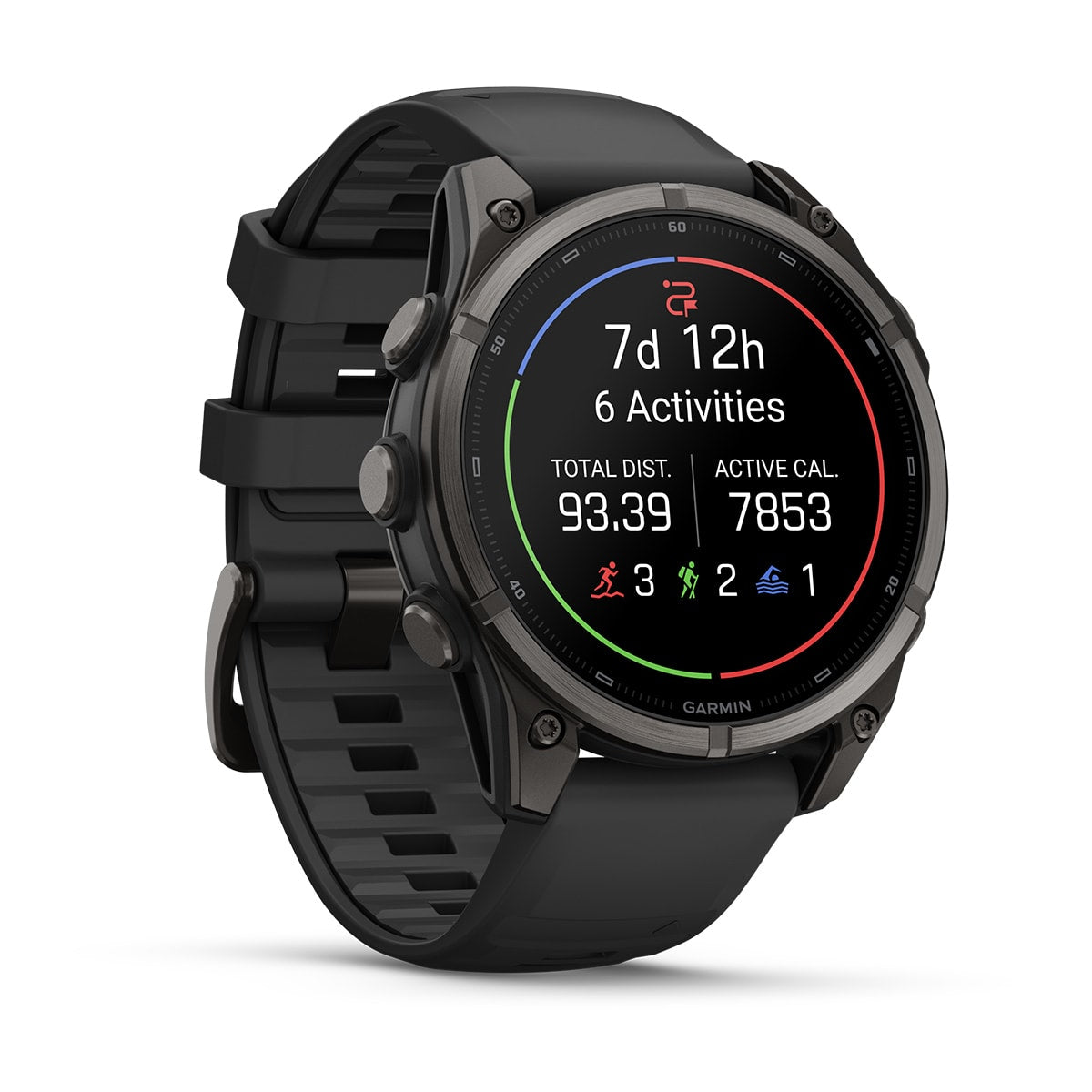 Garmin fēnix® 9 – 47mm – Carbon Gray DLC Titanium with Black Silicone Band – view 3