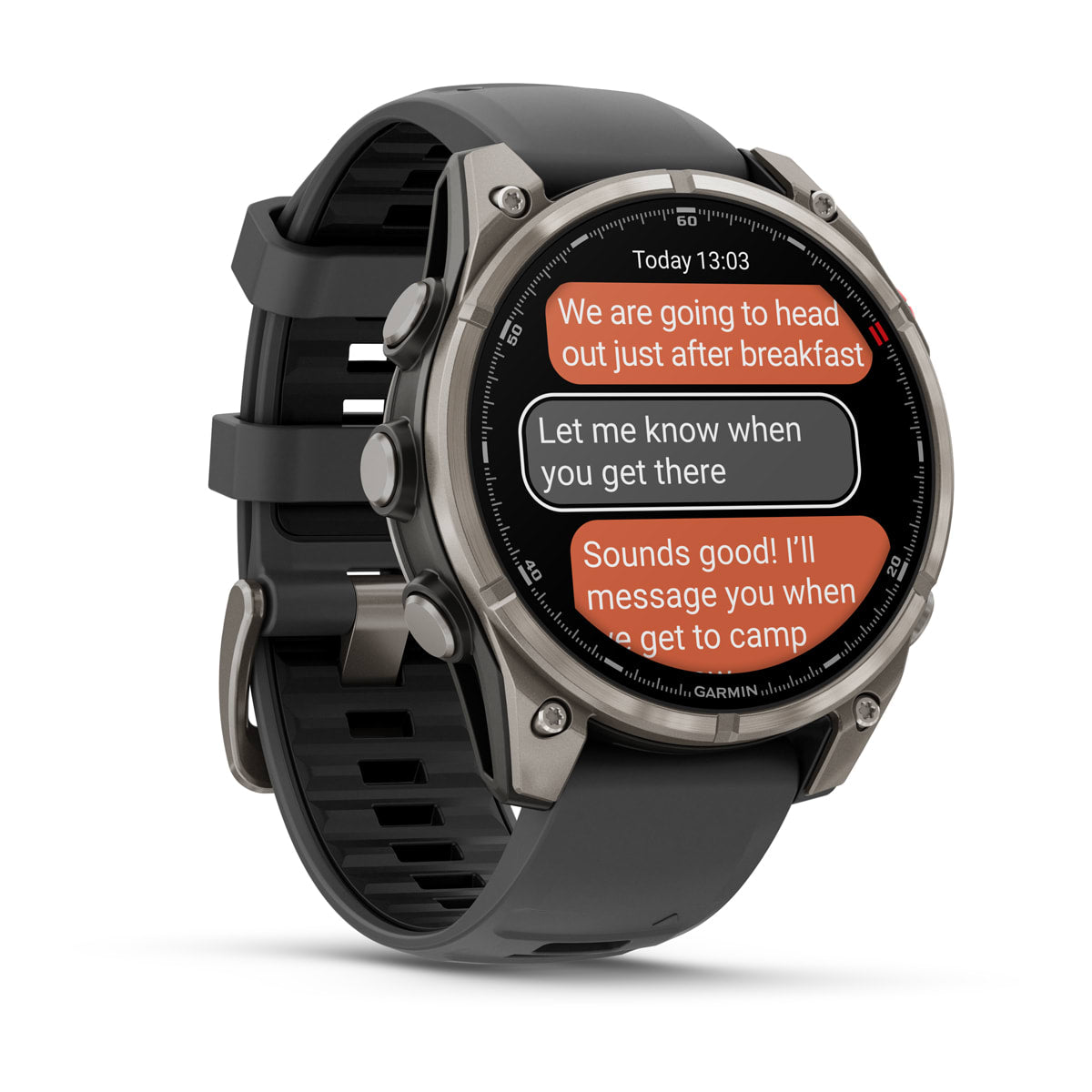 Garmin fēnix® 8 Pro – 47 mm, AMOLED – Sapphire, Titanium with Graphite/black silicone band – view 3