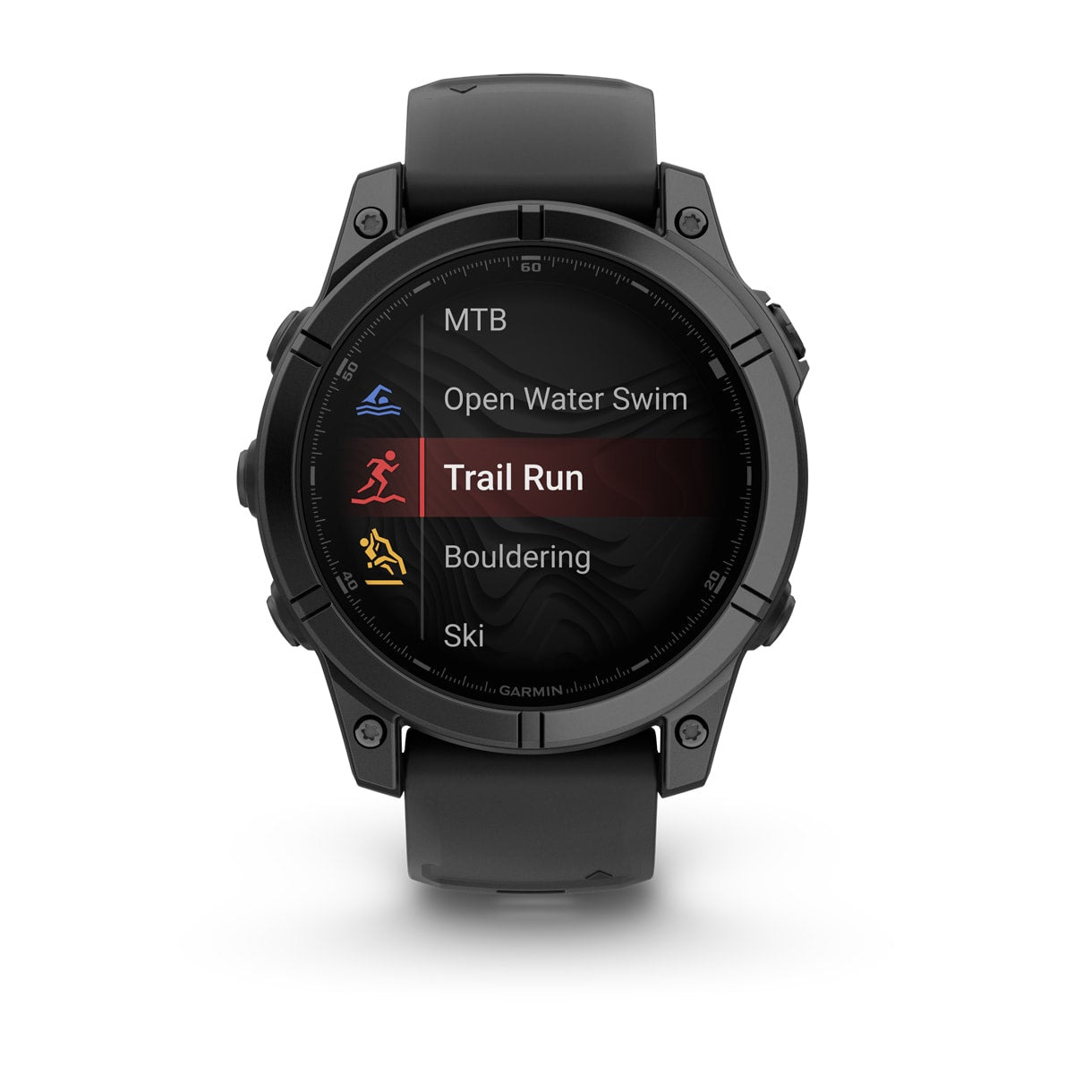 Garmin fēnix® E – 47 mm, AMOLED – Slate grey steel with Black Silicone Band – view 5