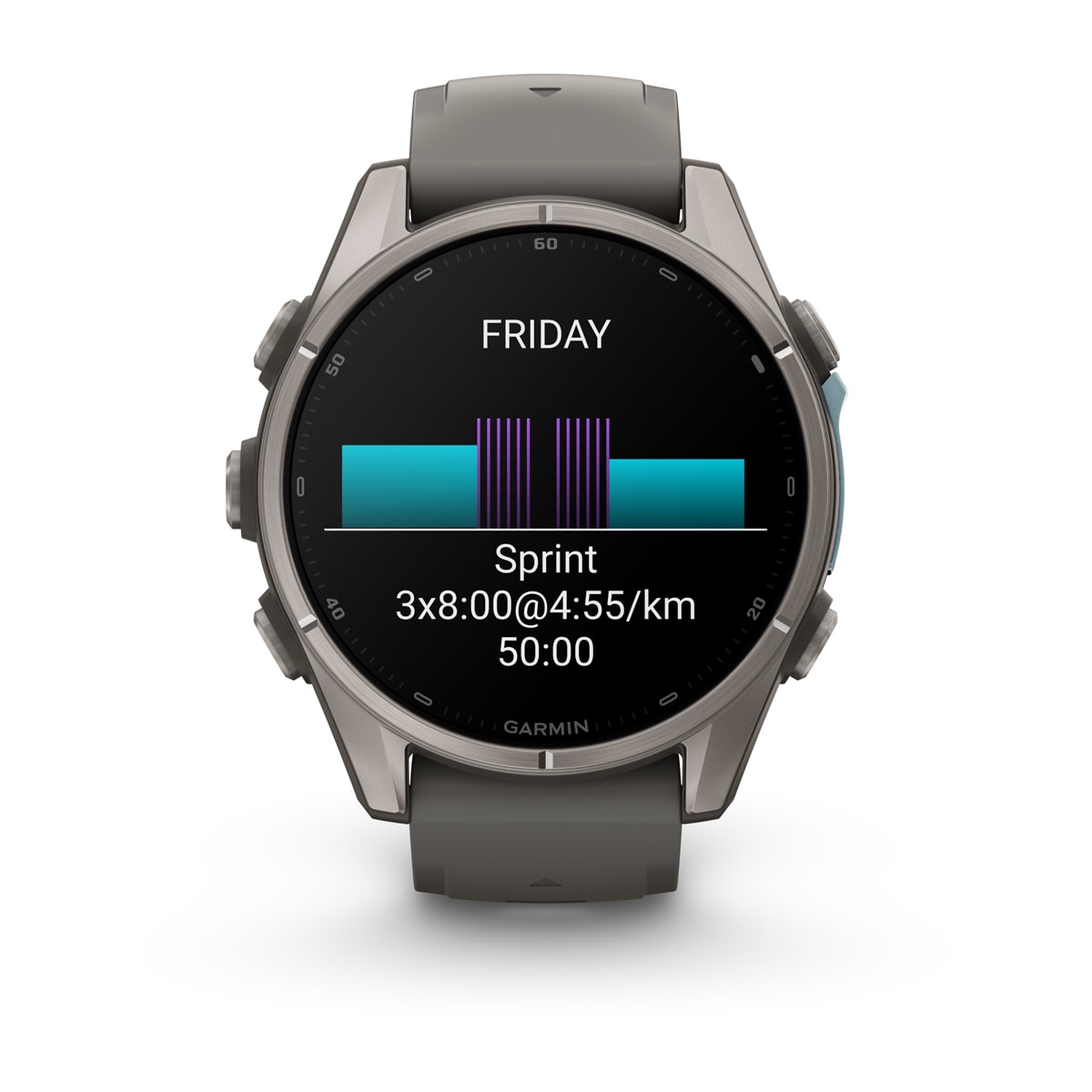 Garmin fēnix® 9 – 43mm – Titanium with Pebble Gray Silicone Band – view 9