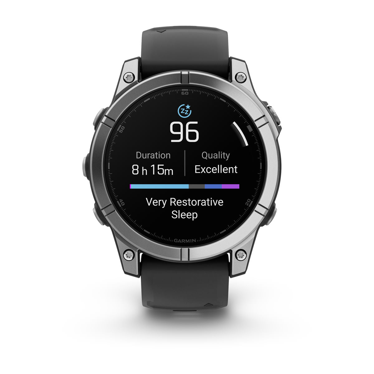 Garmin fēnix® E – 47 mm, AMOLED – Stainless steel with Black Silicone Band – view 8