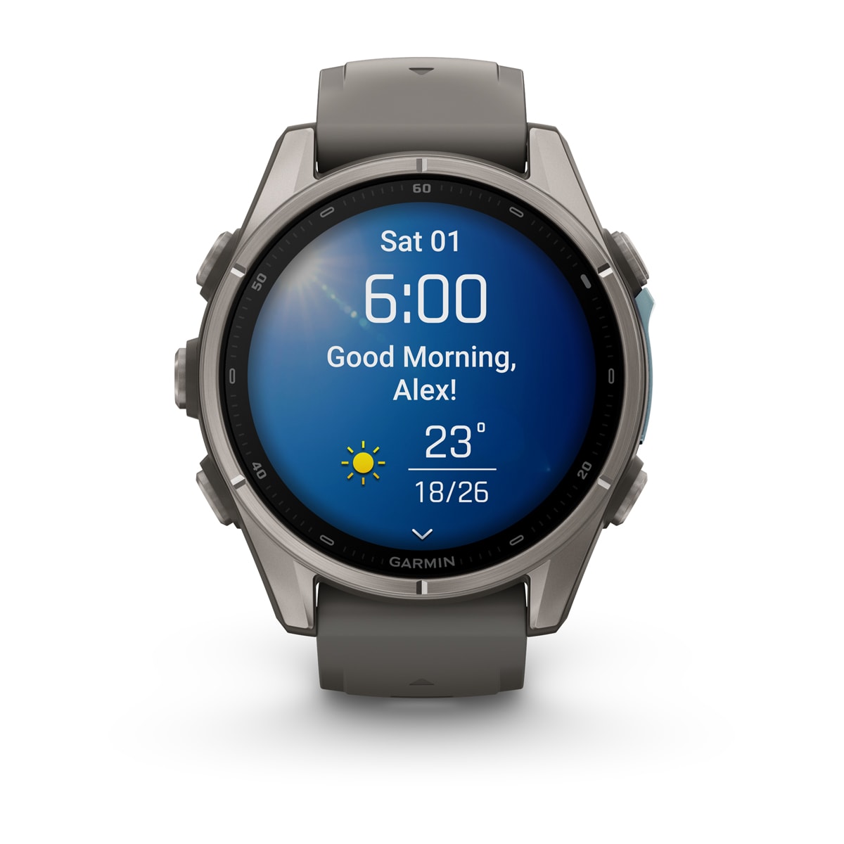 Garmin fēnix® 9 – 43mm – Titanium with Pebble Gray Silicone Band – view 10