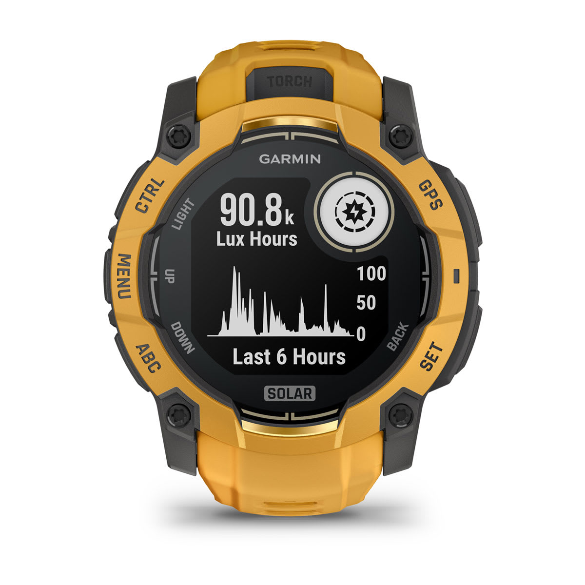 Garmin Instinct® 3 – 50 mm, Solar – Sunburst with Sunburst/Grey Band – view 2
